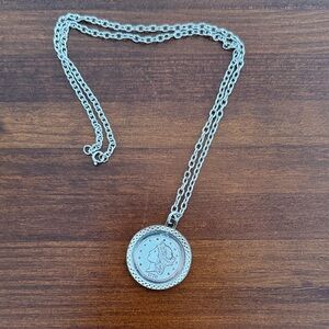 Silver colour Coin Pendant Necklace